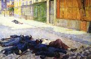 Maximilien Luce A Paris Street in May 1871(The Commune) Spain oil painting artist